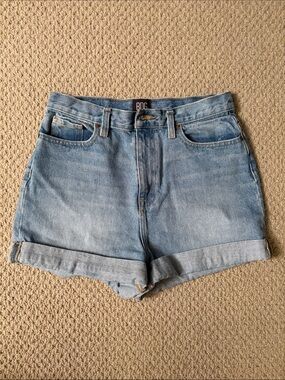 BDG Washed Blue High-Rise Rolled Hem Denim Shorts